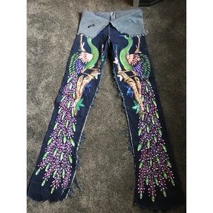 Stretch denim handpainted jeans